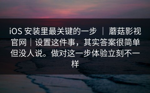 iOS 安装里最关键的一步 ｜ 蘑菇影视官网｜设置这件事，其实答案很简单但没人说。做对这一步体验立刻不一样