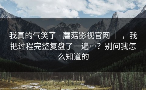 我真的气笑了 - 蘑菇影视官网 ｜ ，我把过程完整复盘了一遍…？别问我怎么知道的