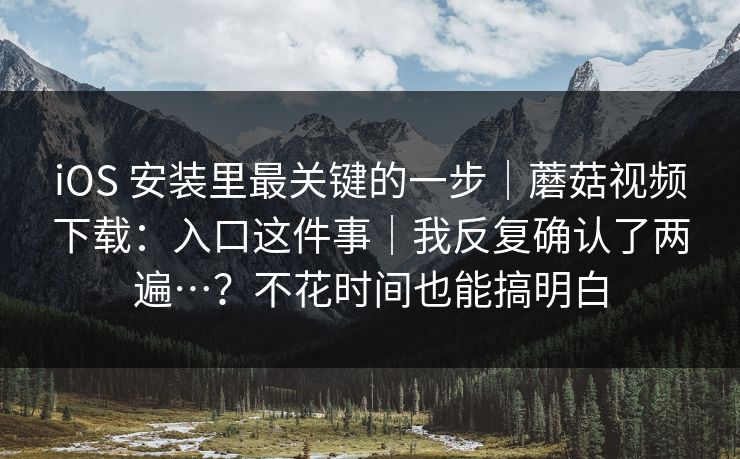 iOS 安装里最关键的一步|蘑菇视频下载:入口这件事|我反复确认了两遍…?不花时间也能搞明白 iOS 安装里最关键的一步|蘑菇视频下载:入口这件事|我反复确认了两遍…?不花时间也能搞明白