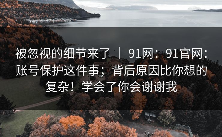 被忽视的细节来了 | 91网:91官网:账号保护这件事;背后原因比你想的复杂!学会了你会谢谢我 被忽视的细节来了 | 91网:91官网:账号保护这件事;背后原因比你想的复杂!学会了你会谢谢我